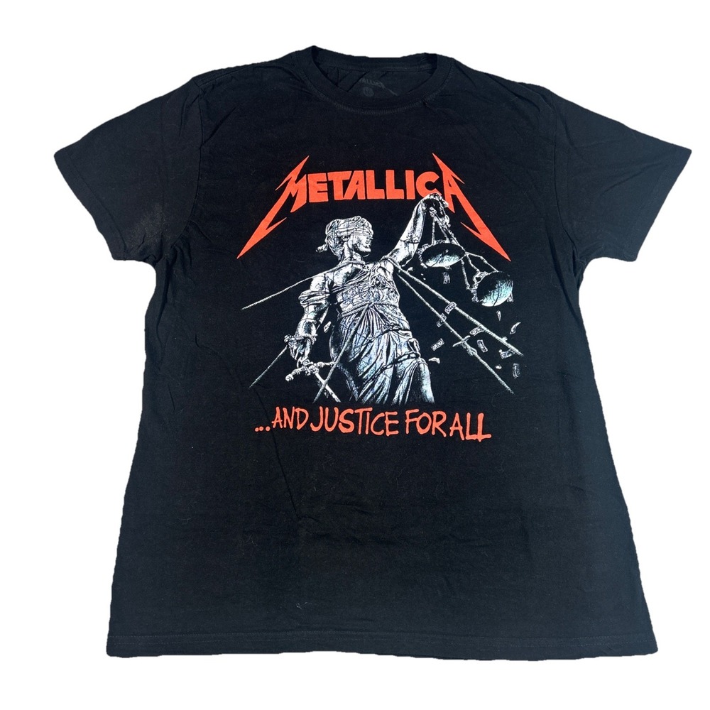 Metallica Shirt Mens Large Black And Justice For All Short Sleeve Rock Metal